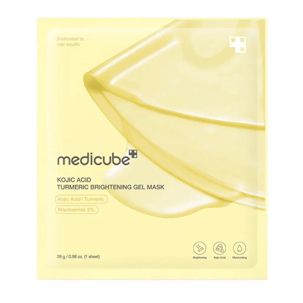 Medicube Kojic Acid Turmeric Brightening Gel Mask sachet on white background