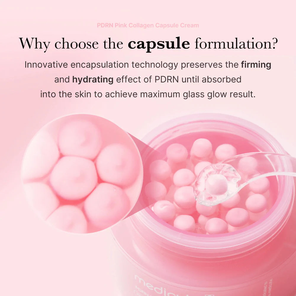 Close-up of Medicube PDRN Pink Collagen Capsule Cream capsules